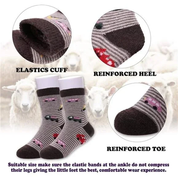 6 Pairs Kids Winter Warm Wool Socks Kids - Picture 5 of 6